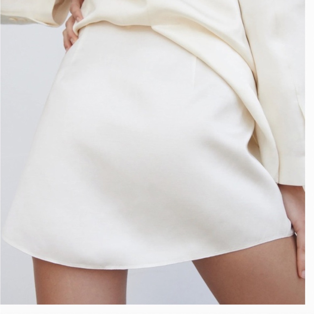 White Zara Limited Edition Satin Skirt